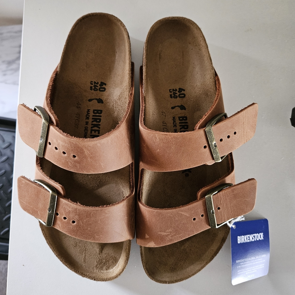 Birkenstock Arizona Two-Strap Sandals in Cognac Brown